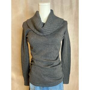 Calvin Klein Jeans Cowl Neck Sweater Women’s S Gray Cotton Fitted Ruched